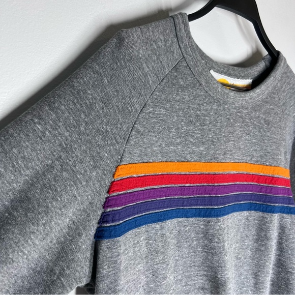Aviator Nation Sz L 5 Stripe Crewneck Sweatshirt in Gray - Picture 9 of 9